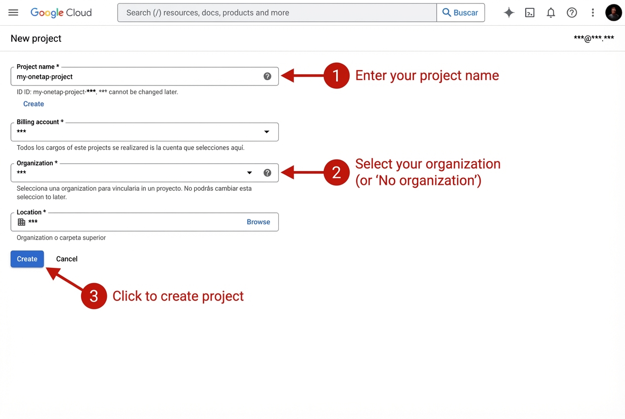Create New Google Cloud Project