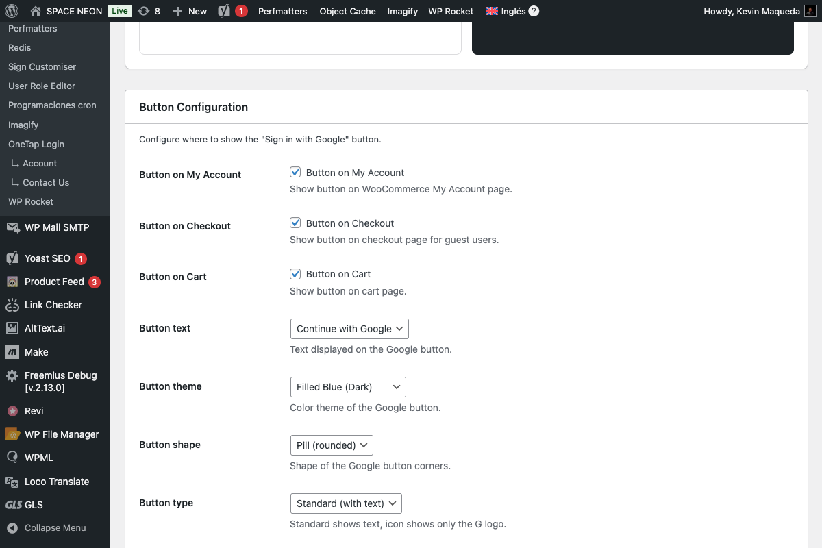 Settings Button Preview Panel